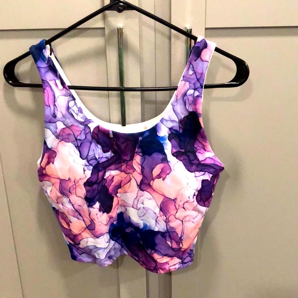Women’s Floral-Print Crop Tank Top – Purple & Pink